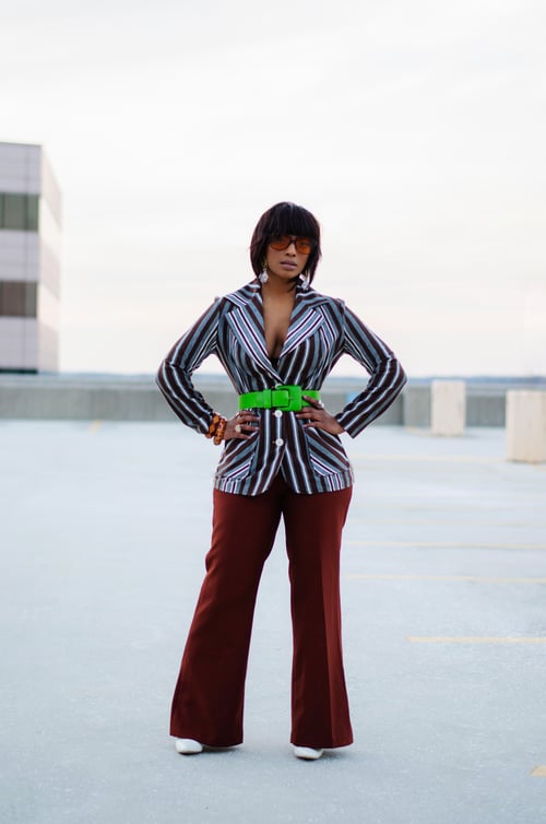 Image of Vintage Mishka Wide Collar Bold Stripes 1970s Blazer