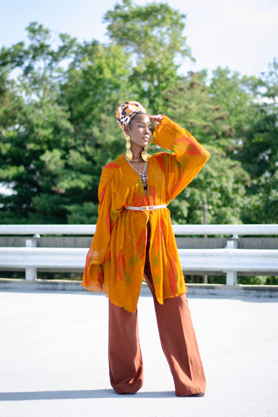 Image of Vintage Ginger Hues Plisse One Button Throw