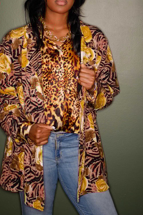 Image of Vintage Safiya Floral/Animal Print Blouse
