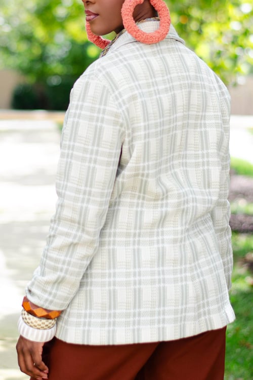 Image of Vintage 70's Eliza Sage Plaid Blazer