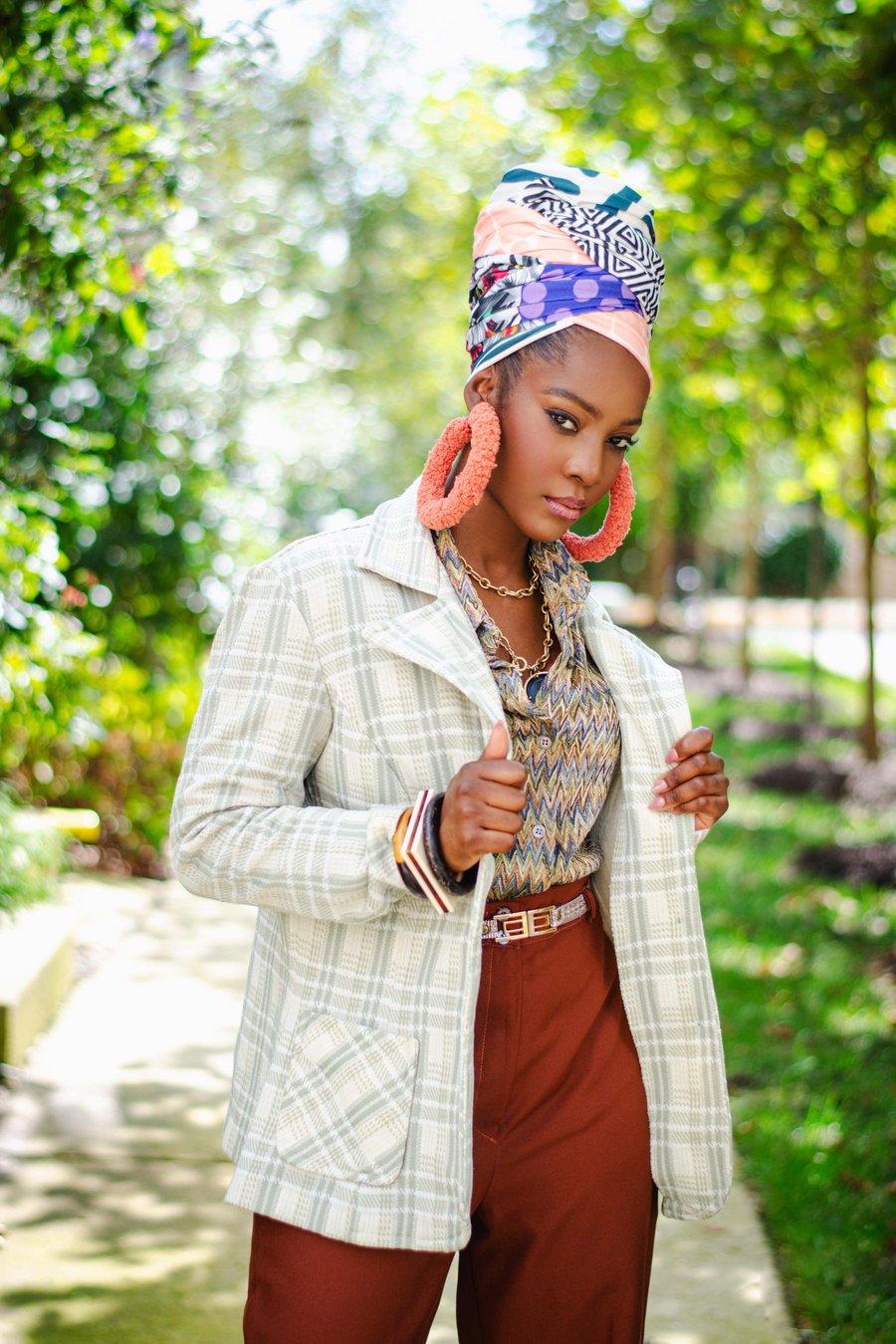 Image of Vintage 70's Eliza Sage Plaid Blazer