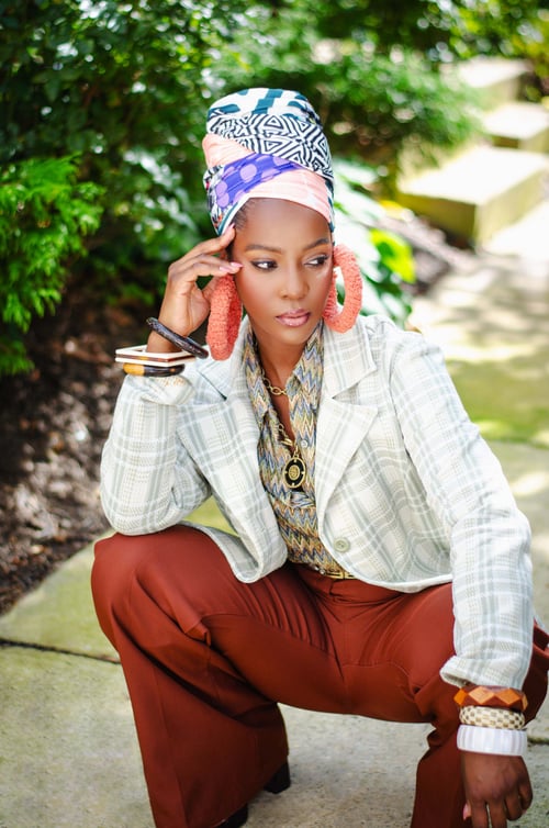 Image of Vintage 70's Eliza Sage Plaid Blazer