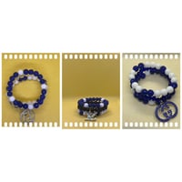Image 1 of 💎 Royal Blue & White Beaded Bracelet Set