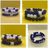 Image 2 of 💎 Royal Blue & White Beaded Bracelet Set