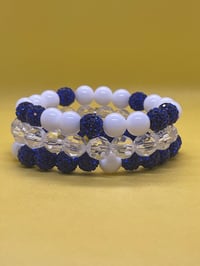 Image 4 of 💎 Royal Blue & White Beaded Bracelet Set