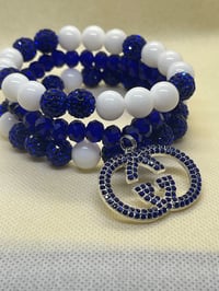 Image 5 of 💎 Royal Blue & White Beaded Bracelet Set