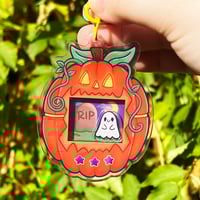 Image 3 of Halloween Tamagotchi, Ghost - Acrylic Shaker Keychain