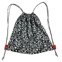 Image 1 of Black White and Red All-Over Drawstring Backpack