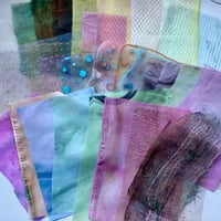 Image 1 of Hand-painted/dyed sheer and semi-sheer fabric scraps