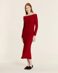 Image 1 of Vestido de canalé off the shoulder  rojo de Pepaloves