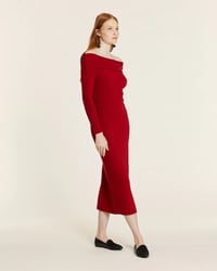 Image 2 of Vestido de canalé off the shoulder  rojo de Pepaloves