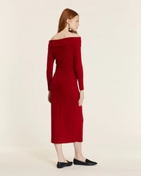 Image 3 of Vestido de canalé off the shoulder  rojo de Pepaloves