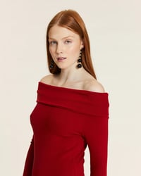 Image 4 of Vestido de canalé off the shoulder  rojo de Pepaloves