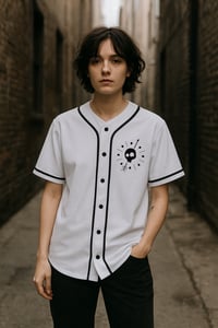 Skull arrow unisex baseball jersey (white)