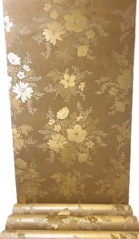 Image 2 of 1960s Vintage Sanderson Wallpaper Rolls - Gold Flowers Vinyl MCM Retro - (Set of 3 and Single Rolls)