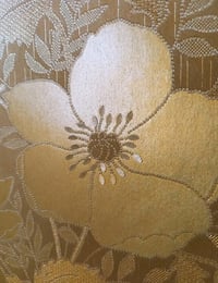 Image 3 of 1960s Vintage Sanderson Wallpaper Rolls - Gold Flowers Vinyl MCM Retro - (Set of 3 and Single Rolls)