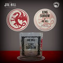 Image 3 of JOE HILL CHARITY EVENT: Limited Signed Edition King Sorrow Whiskey Glass & Coaster Set w/Dragon Pin!