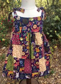 Image 1 of Autumn Woodland Creatures Patchwork Dress 2t