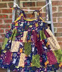 Image 2 of Autumn Woodland Creatures Patchwork Dress 2t
