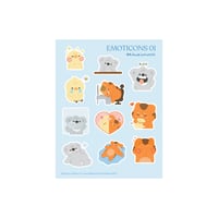 Emoticon 01 Sticker Sheet (Glitter)
