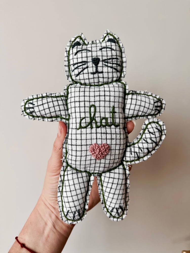 Image of Chat brodé - Chat Coeur rose - Précommande 