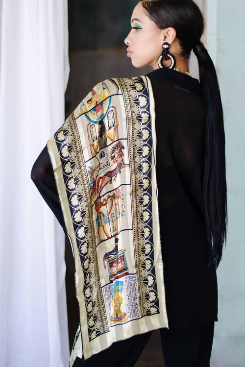 Image of Vintage Egyptian Dreamscape Silk Scarf