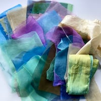 Image 1 of Hand-dyed sheer silk fabric scraps