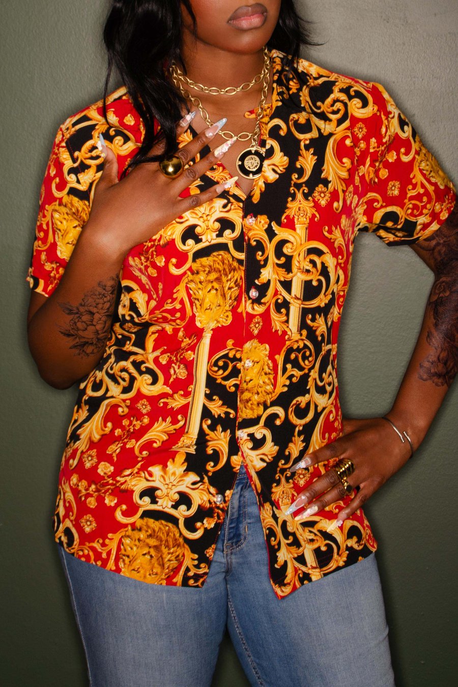 Image of Vintage Jhonni Baroque Button Up Blouse