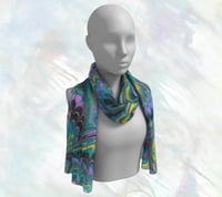 Image 1 of Pretty Peacock Long Silk Scarf