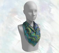 Image 3 of Pretty Peacock Square Silk Scarf