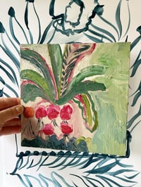 Image 1 of Radishes, oil on board. 