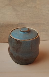Image 1 of Speckled Blue Lidded Vessel