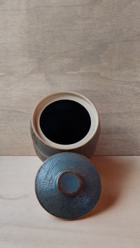 Image 3 of Speckled Blue Lidded Vessel