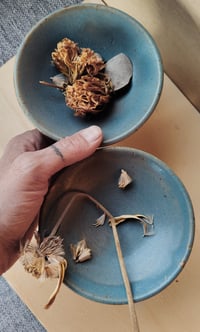 Image 2 of Speckled Light Blue Raised Bowls – Set of Two