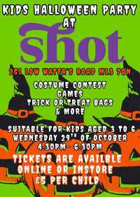 Kids Halloween Party at Shot (ages 3-6)