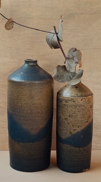 Image 2 of Speckled Light Blue Bottle Vases – Set of Two