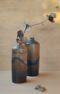 Image 3 of Speckled Light Blue Bottle Vases – Set of Two