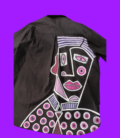 Image of black painted cotton shirt, extra large
