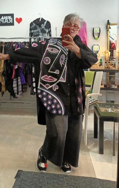 Image of black painted cotton shirt, extra large