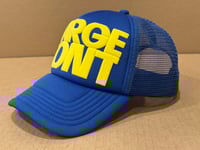 Image 2 of large font trucker (blue/yellow)