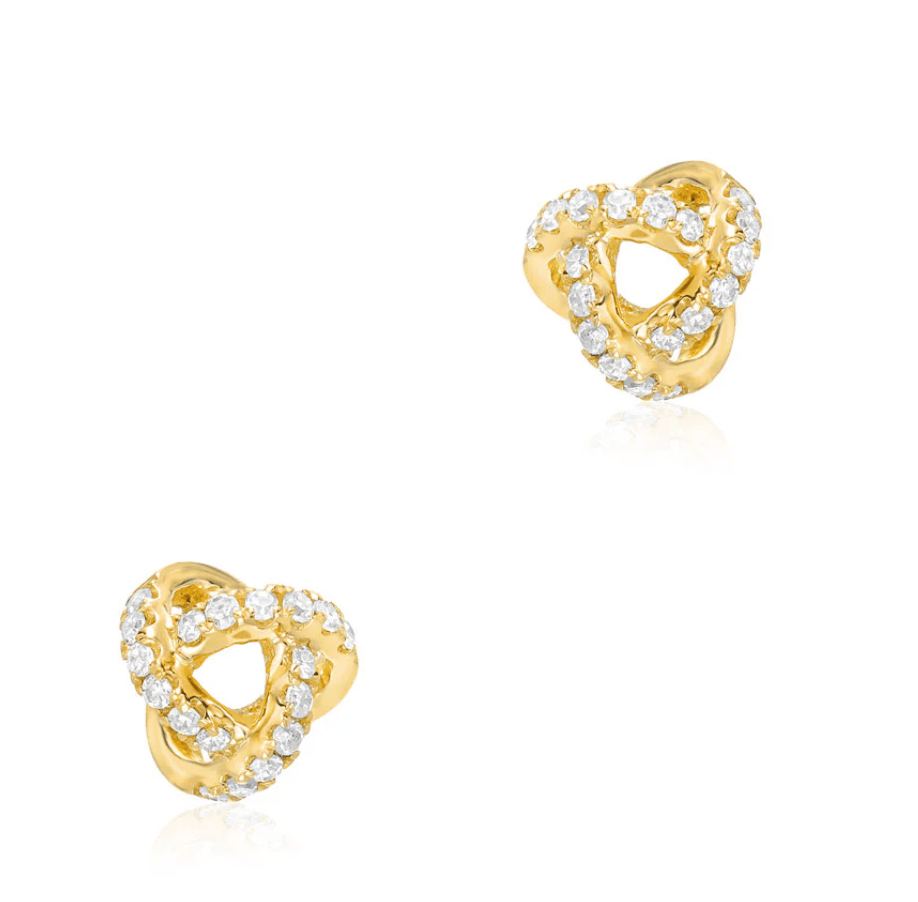 14 kt and Diamond Knot Studs - Image 1 of 1