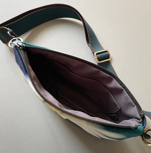 Image of Stitchwort flower, crossbody velvet bag with canvas strap