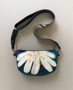 Image of Stitchwort flower, crossbody velvet bag with canvas strap
