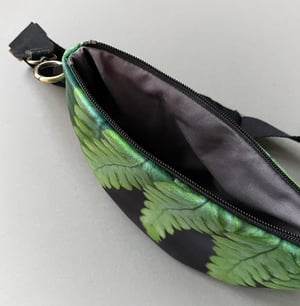 Image of Fern fronds, crossbody velvet bag with canvas strap