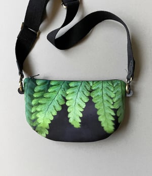 Image of Fern fronds, crossbody velvet bag with canvas strap
