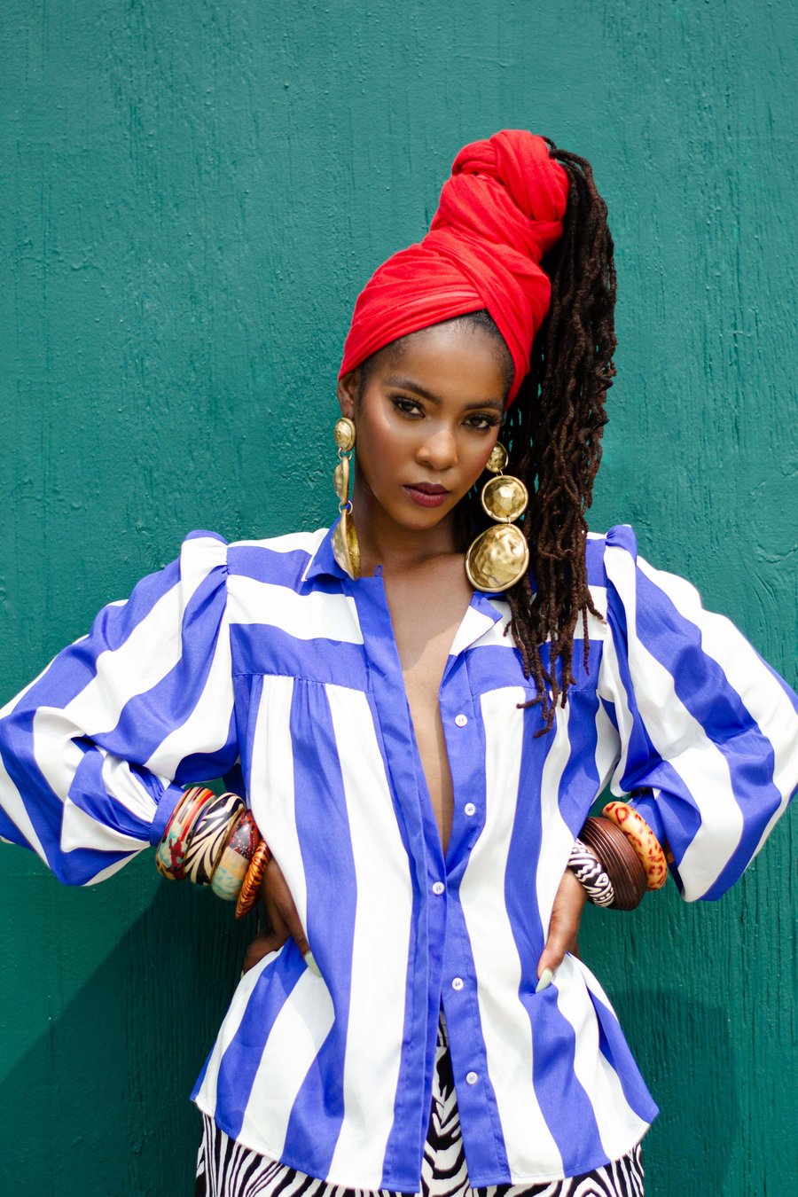Image of Vintage Bianca Bold Cobalt Stripes Blouse