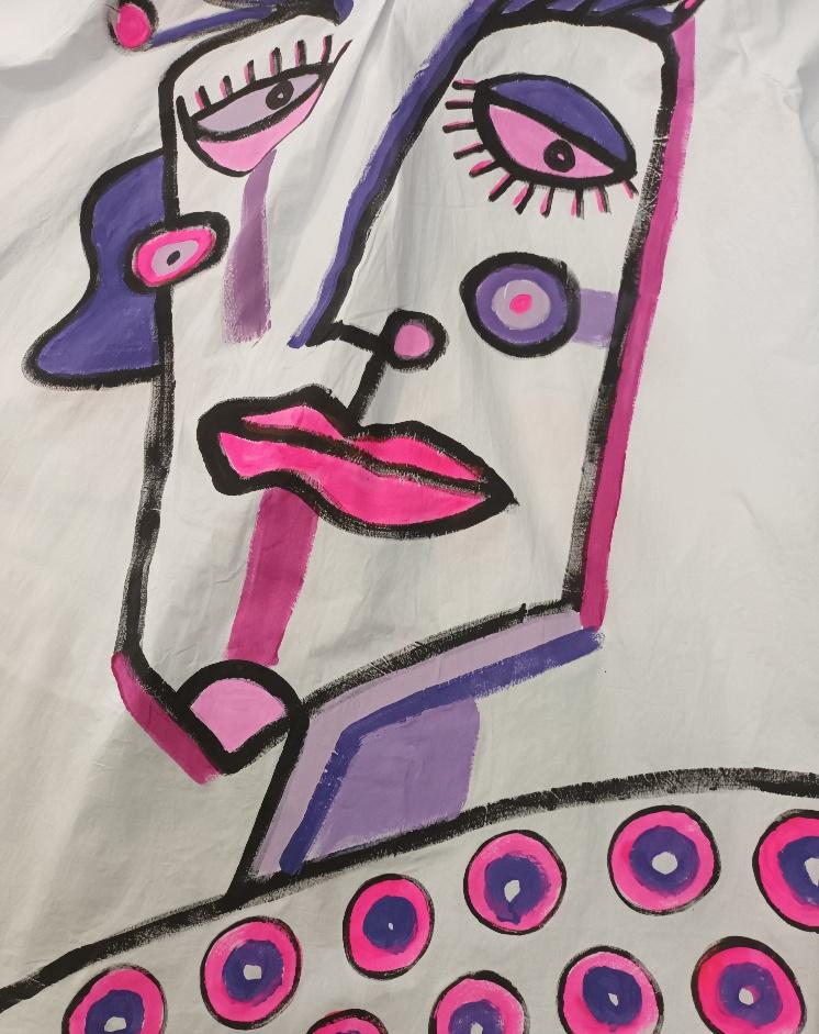Image of white painted cotton shirt, extra large