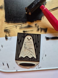 Image 3 of Boo! Ghost Block Print on Pink or White