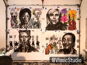 Image of NEW RELEASE Jean-Michel Basquiat Original Charcoal Drawing on Stendig calendar Paper by M Vlasic