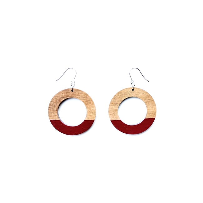 Mini Colorblock Fall Wood Hoop Earrings 